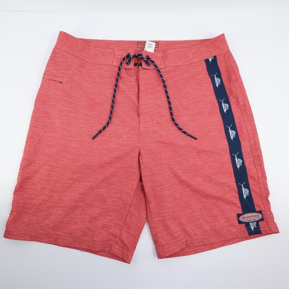 Vineyard Vines Mens Performance Board Shorts Swim Trunks Marlin Red Size‎ 34